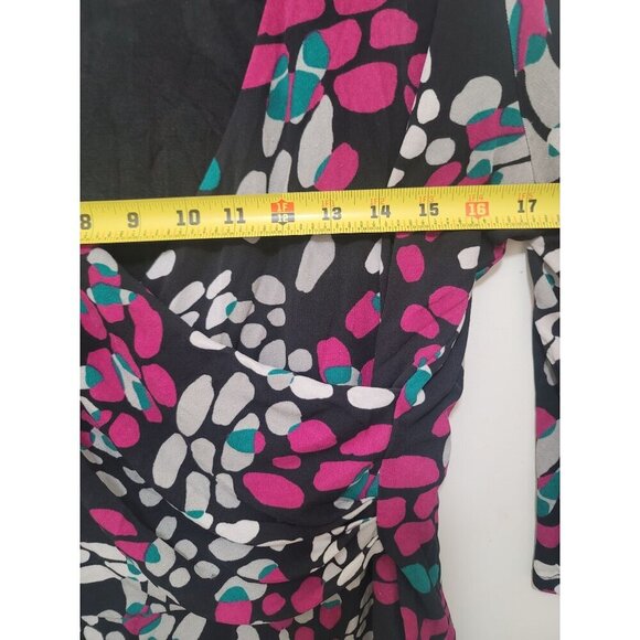 Tesori Womens Multicolor Floral Print Drape V-Neck Silky Top Size XL - Picture 5 of 11